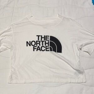 The North Face White Tee with Black Logo Cropped